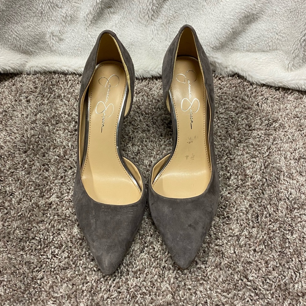 Jessica Simpson gray suede heels